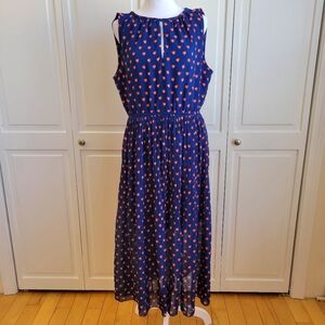 Maison Jules Navy Maxi Dress with Pink Heart Motif